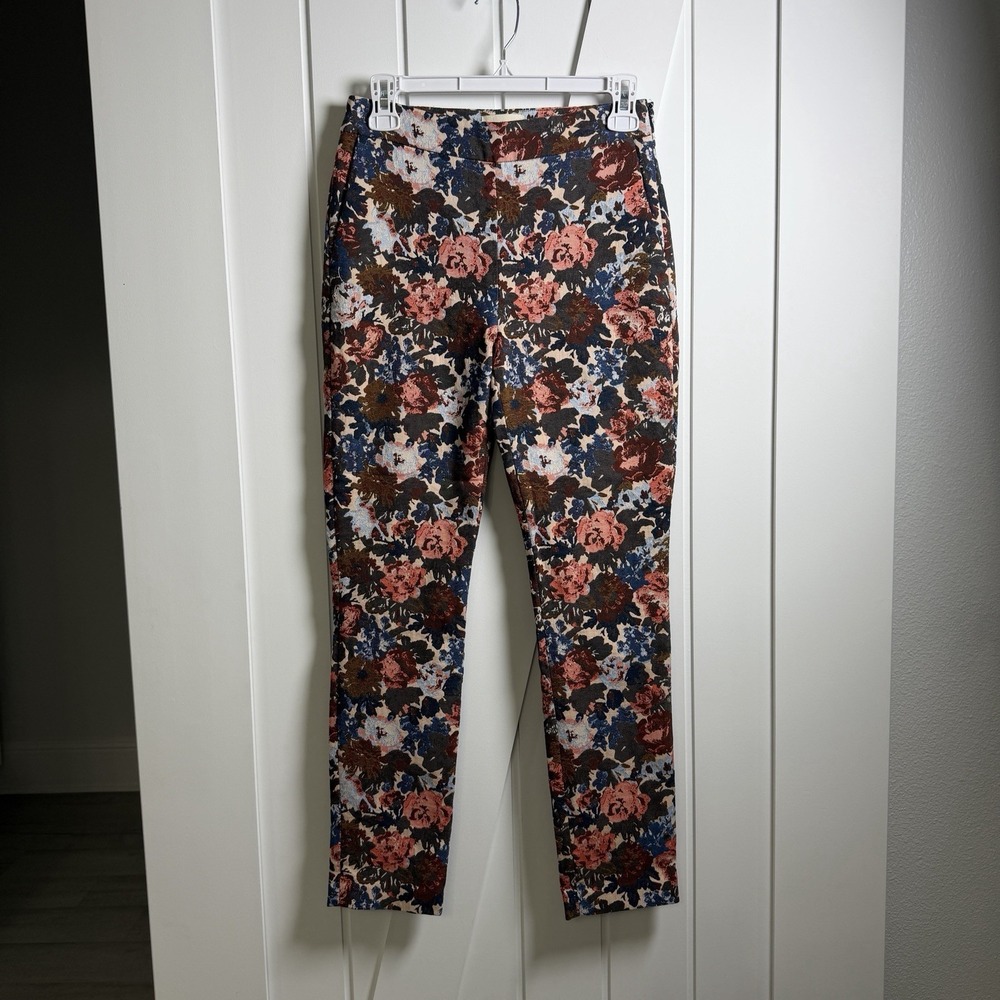 Sézane Clara Trousers Floral print straight-leg Pants Size 34 Jacquard Romantic